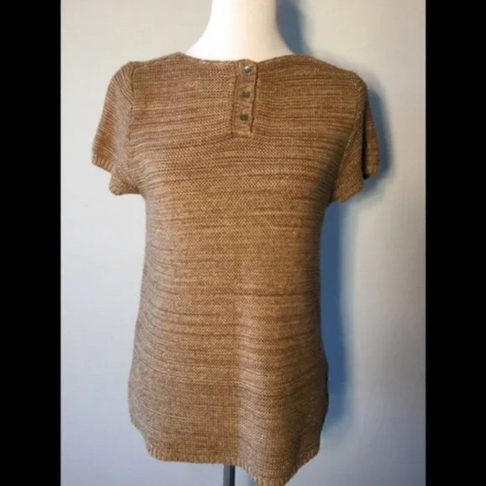 Ann Taylor Loft “Zoe” Brown Shimmer Top Size M - Picture 2 of 5